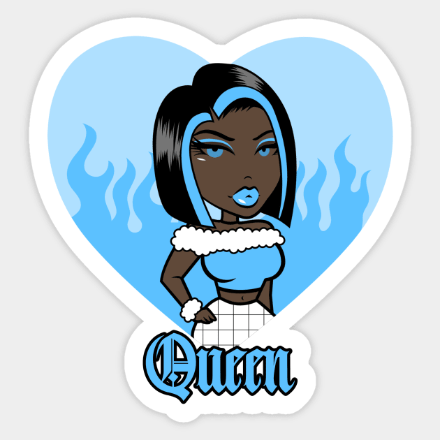 Queen Doll girl Light Blue v3.3 Sticker by Just In Tee Shirts